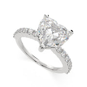 Lavinia Heart Cut Side Stone 4 Prong Engagement Ring Setting - Nivetta
